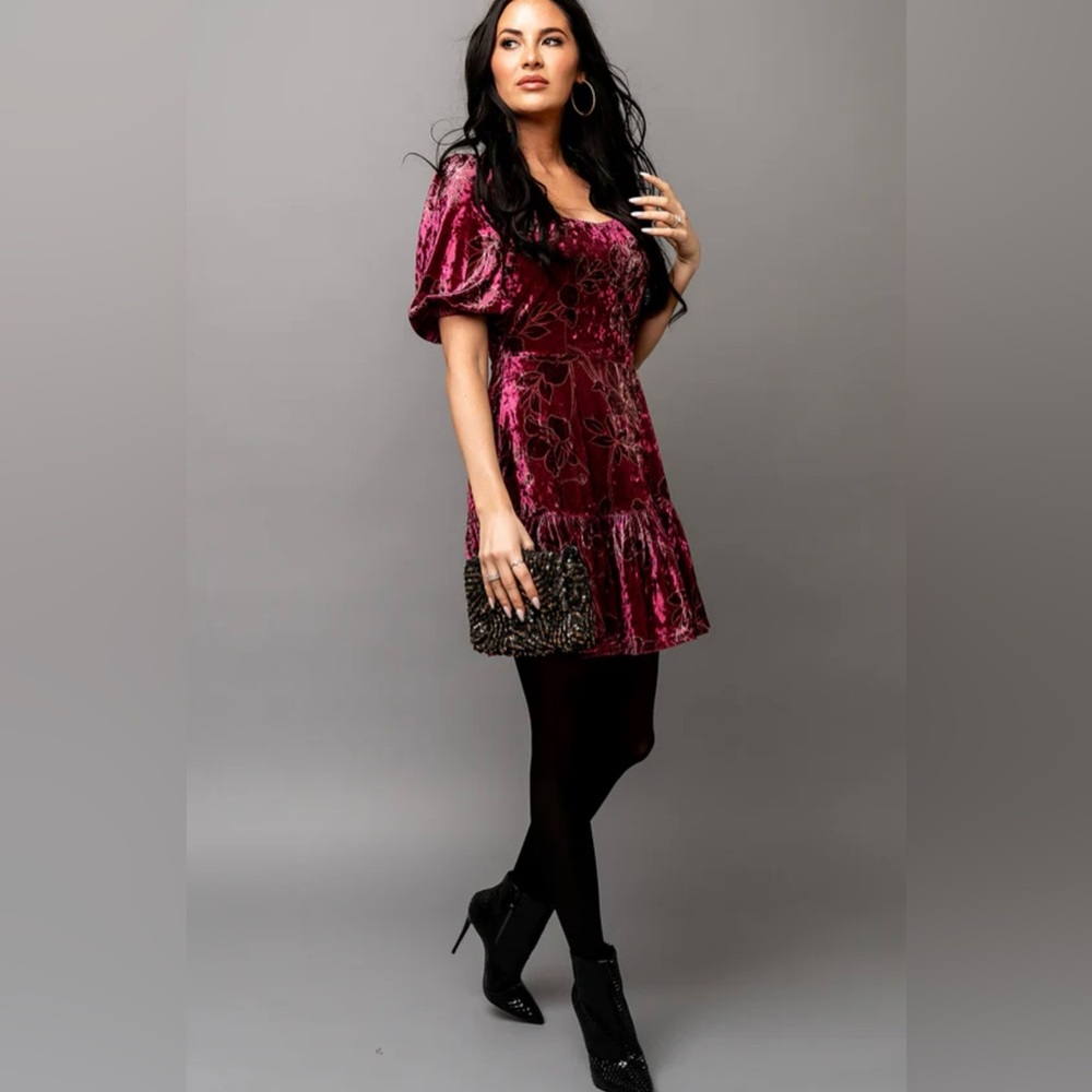 Rachel Parcell Velvet Burgundy Dress